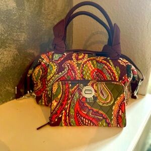 Vera Bradley burgundy and Paisley purse and wallet